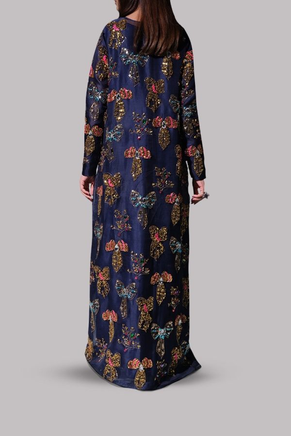 Black Iris Crystal Embellished Organza Maxi Dress - Image 2