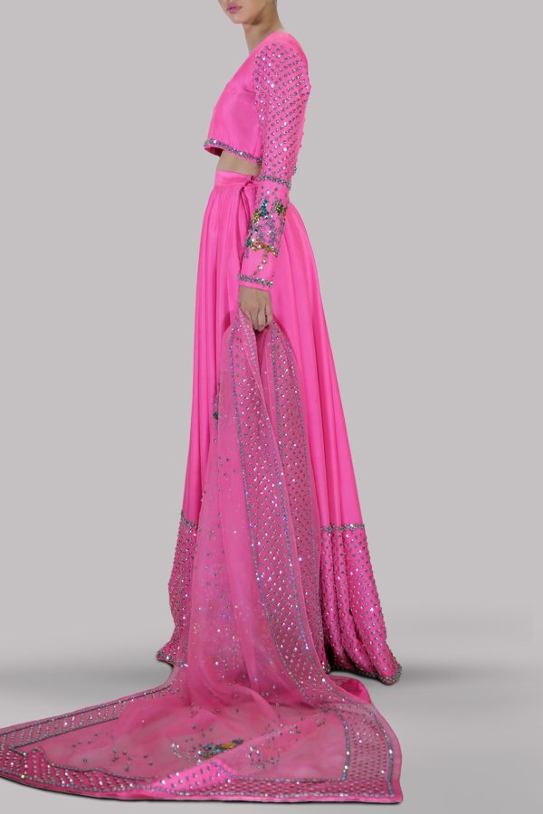Pink Carnation Embellished Lehenga Choli Set - Image 2