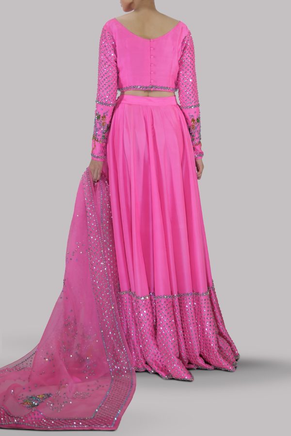 Pink Carnation Embellished Lehenga Choli Set - Image 3