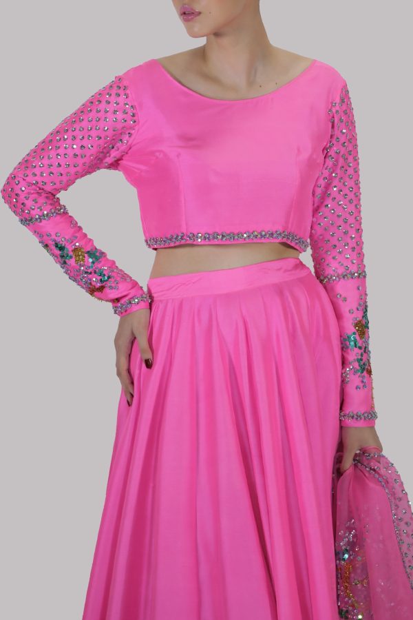 Pink Carnation Embellished Lehenga Choli Set - Image 4