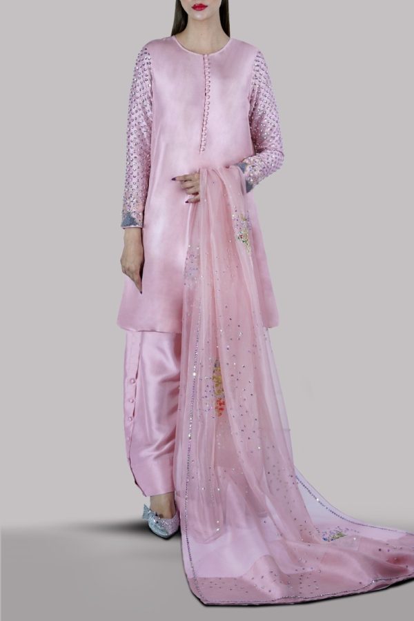 Tickled Pink Embellished Raw Silk Set - Image 4