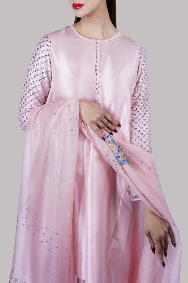Tickled Pink Embellished Raw Silk Set - Image 2