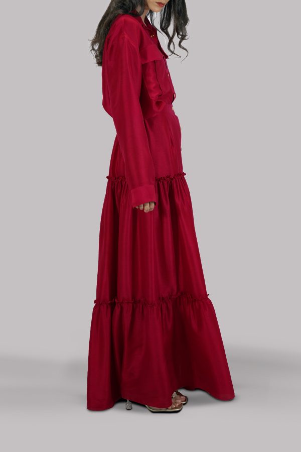 Tango Red Embellished Blouse Skirt Set - Image 2