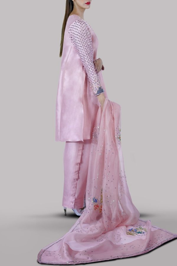 Tickled Pink Embellished Raw Silk Set - Image 3
