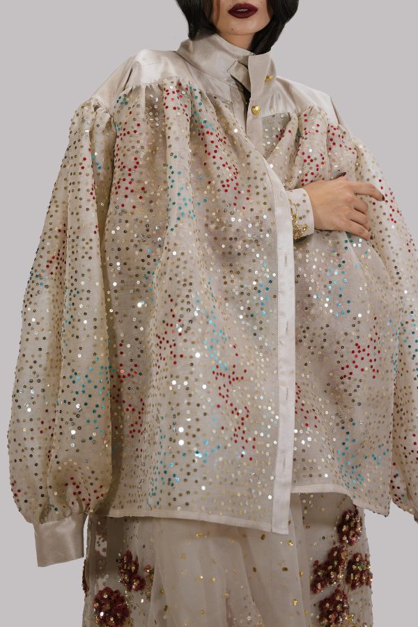 French Oak Embellished Organza Silk Set - Image 5