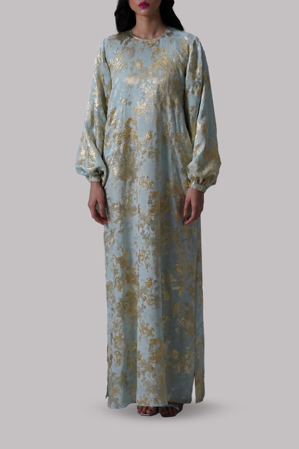 Ice Blue Italian Silk Cloqu? Maxi