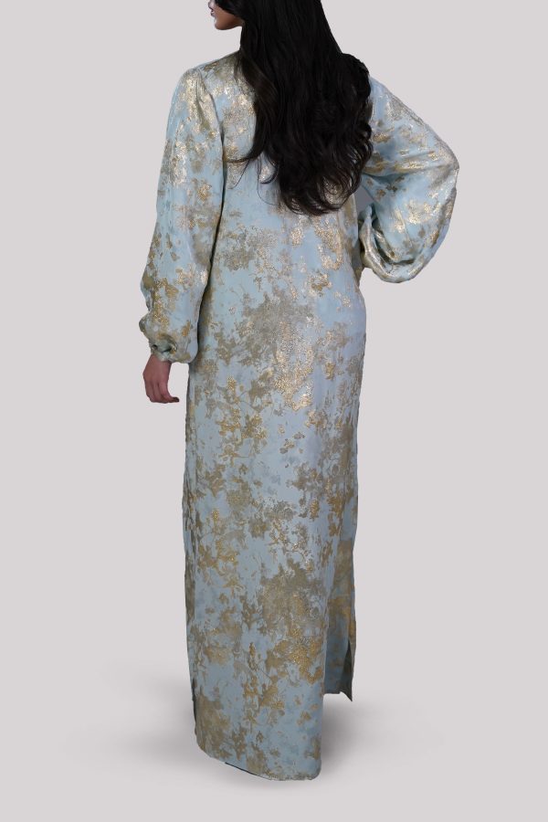 Ice Blue Italian Silk Cloqu? Maxi - Image 3