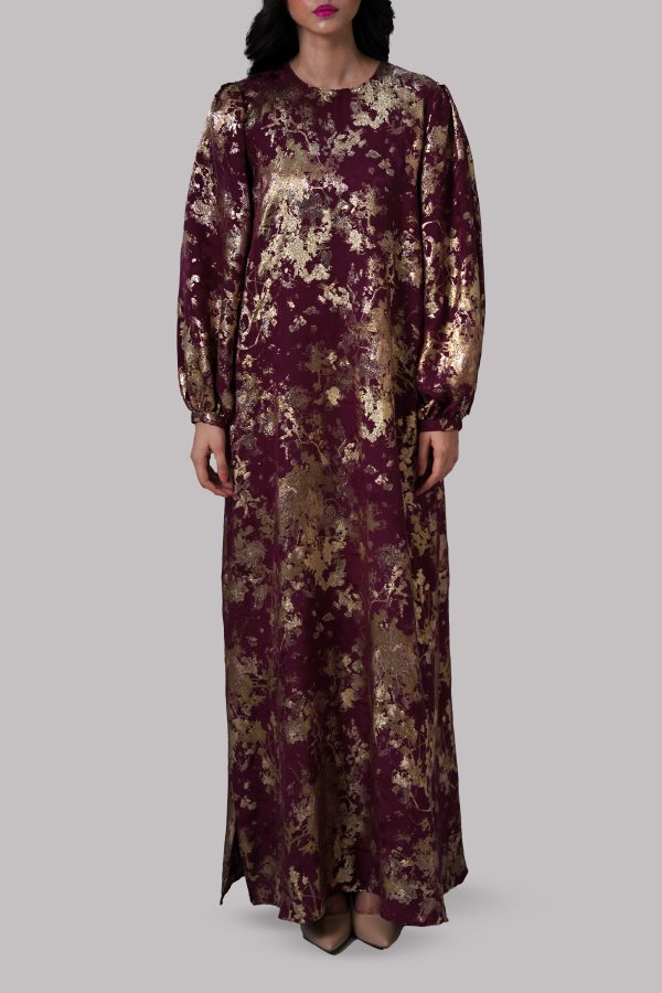 Burnt Wine Italian Silk Cloqué Maxi