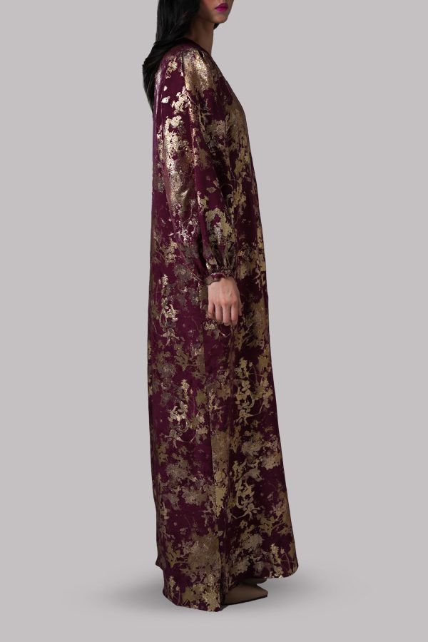 Burnt Wine Italian Silk Cloqué Maxi - Image 2