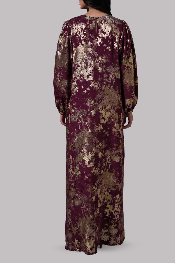 Burnt Wine Italian Silk Cloqué Maxi - Image 3