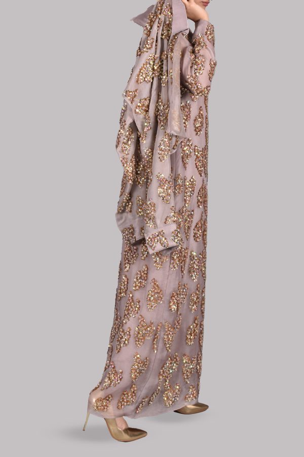 Silver Grey Embellished Maxi Set - Image 3
