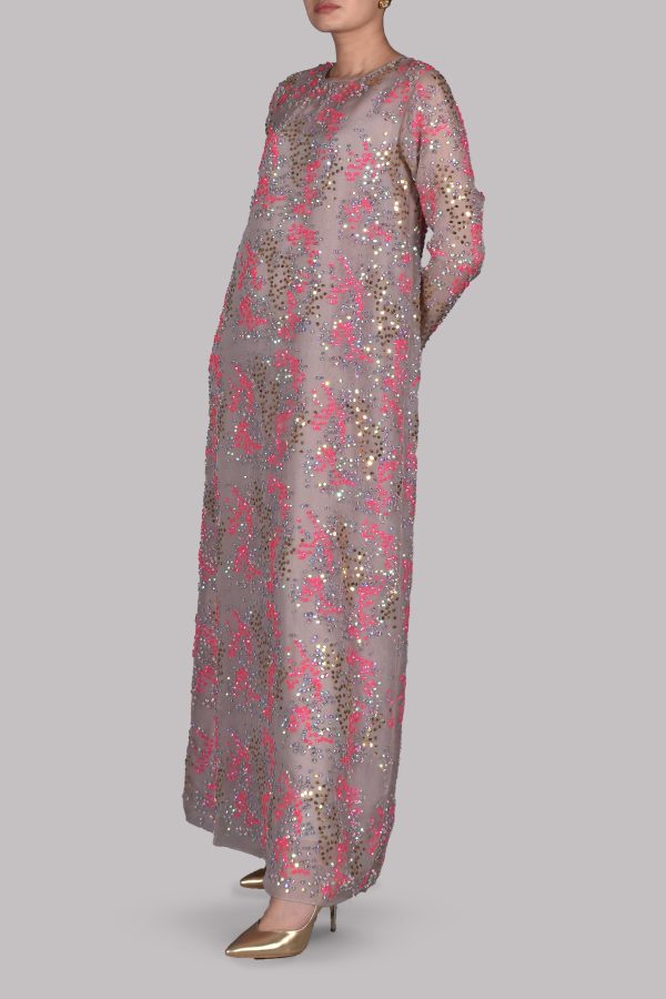 Silver Grey Embellished Maxi